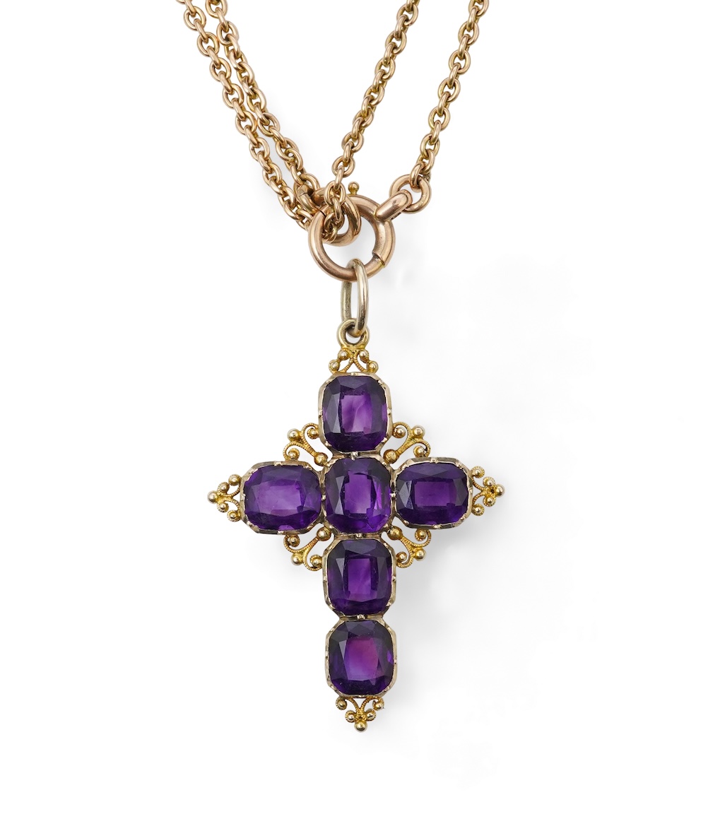 A gold and amethyst pendant, 19th century/early 20th century